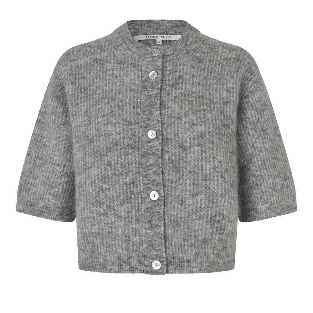 Andrea kortærmet cardigan - Grey Melange